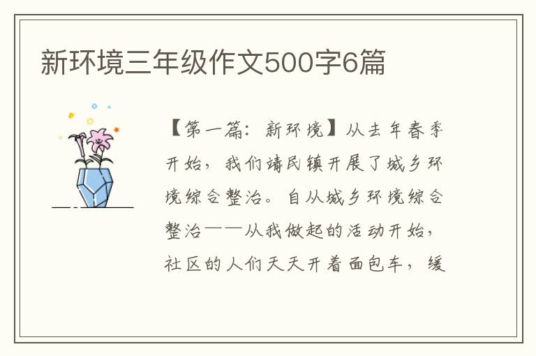 新环境三年级作文500字6篇