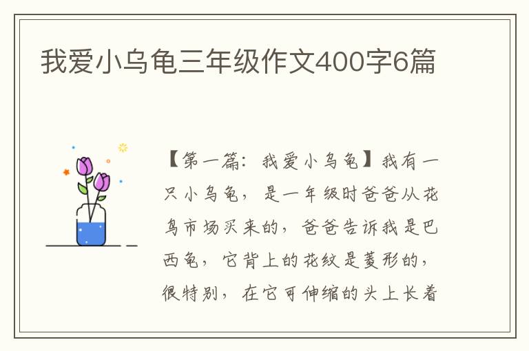 我爱小乌龟三年级作文400字6篇