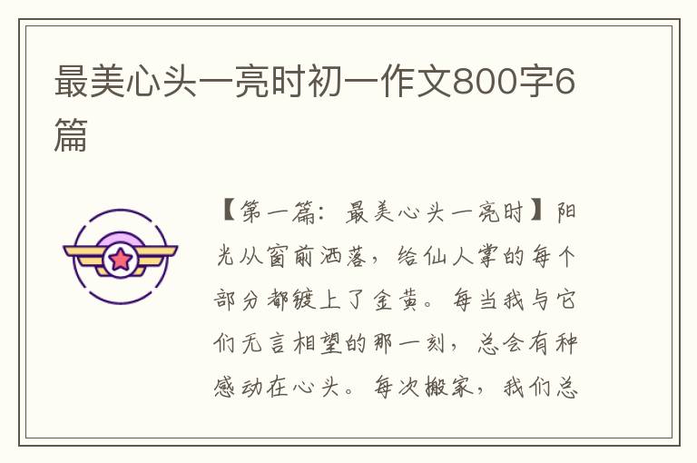 最美心头一亮时初一作文800字6篇