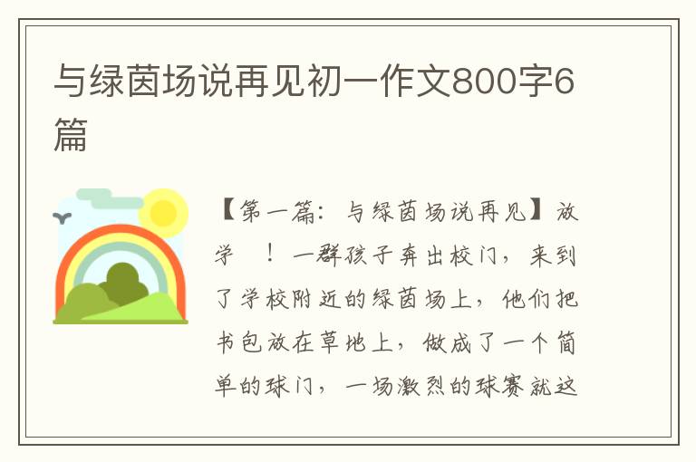 与绿茵场说再见初一作文800字6篇