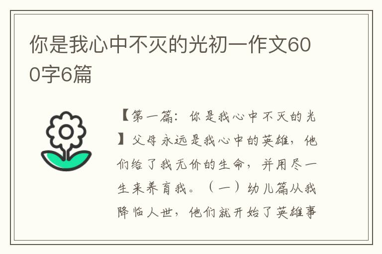 你是我心中不灭的光初一作文600字6篇