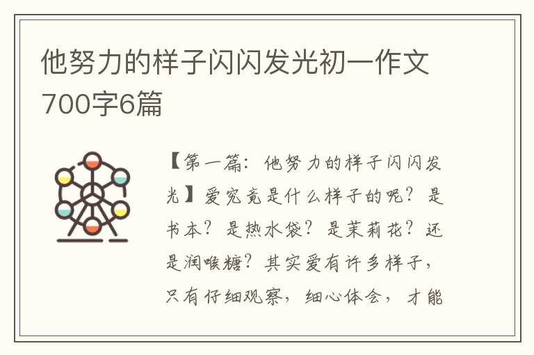 他努力的样子闪闪发光初一作文700字6篇