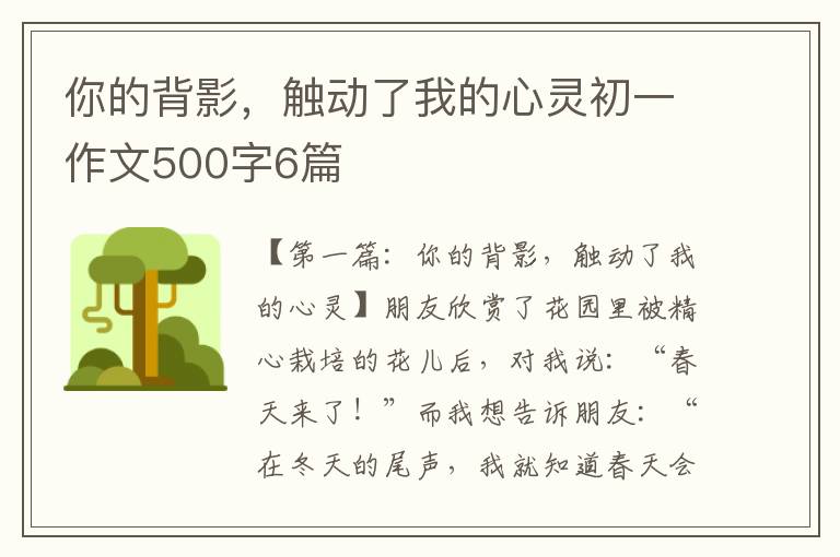 你的背影，触动了我的心灵初一作文500字6篇