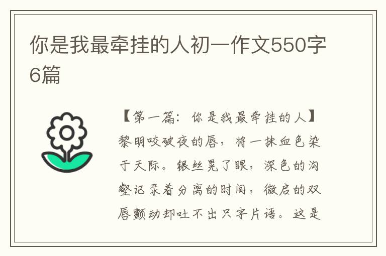 你是我最牵挂的人初一作文550字6篇