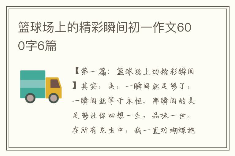 篮球场上的精彩瞬间初一作文600字6篇