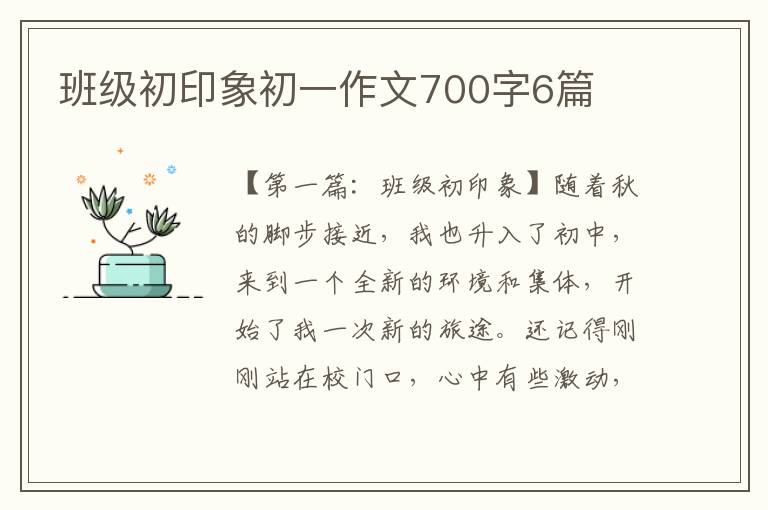 班级初印象初一作文700字6篇