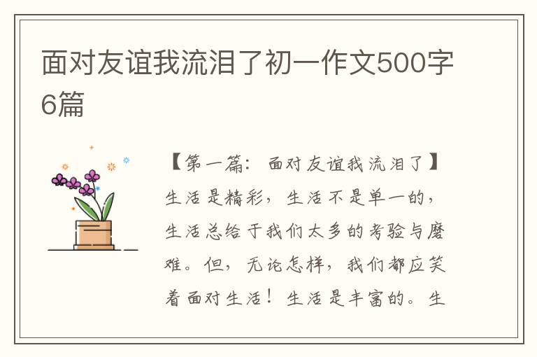 面对友谊我流泪了初一作文500字6篇