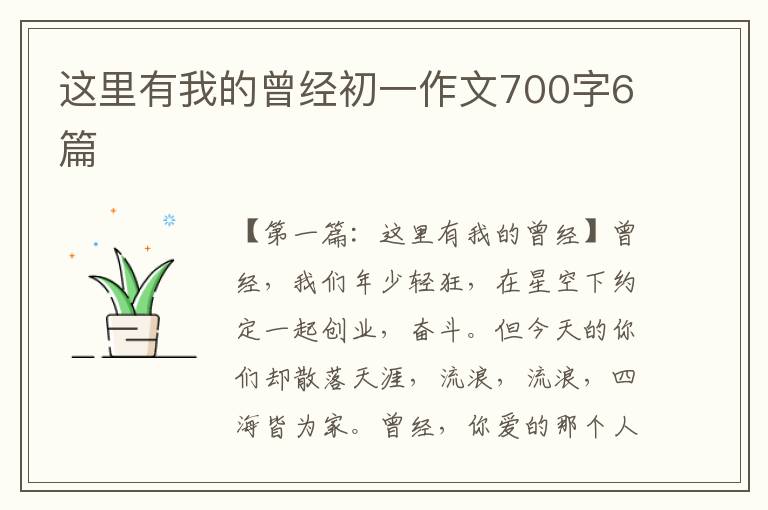 这里有我的曾经初一作文700字6篇