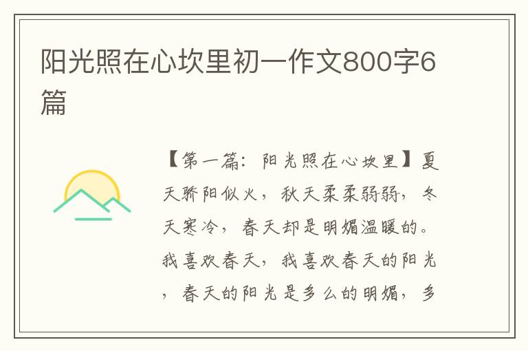 阳光照在心坎里初一作文800字6篇