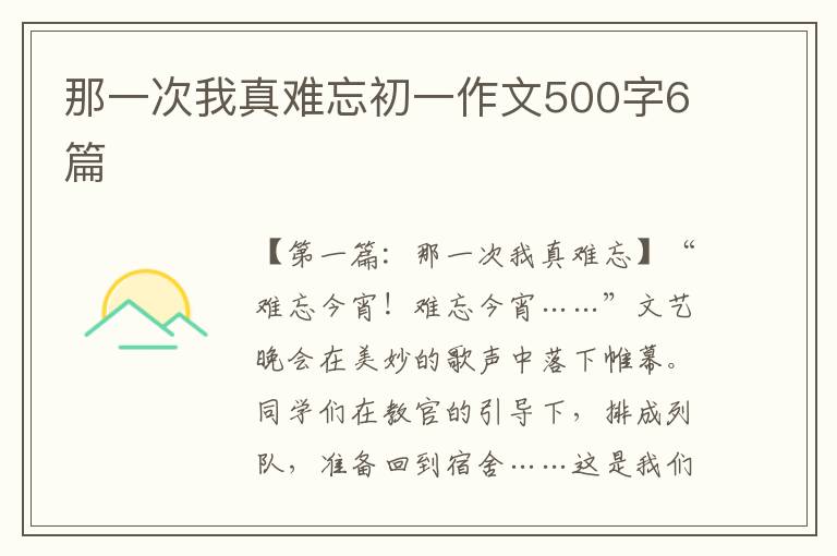 那一次我真难忘初一作文500字6篇