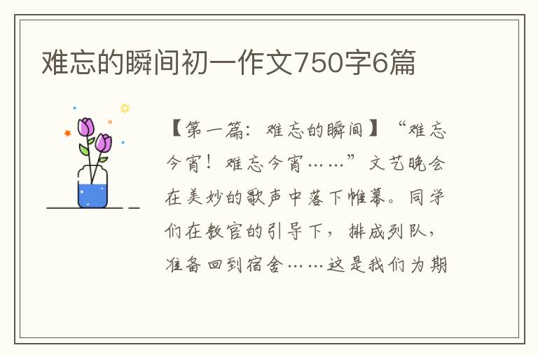 难忘的瞬间初一作文750字6篇