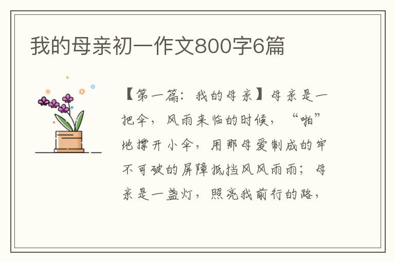 我的母亲初一作文800字6篇