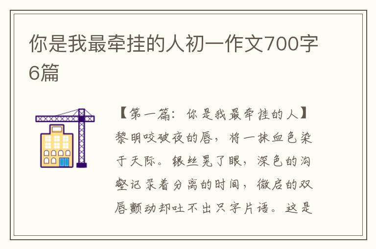 你是我最牵挂的人初一作文700字6篇