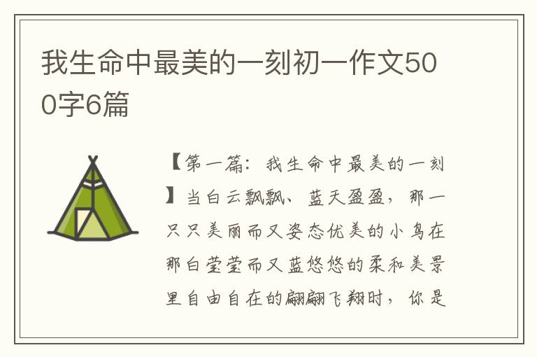 我生命中最美的一刻初一作文500字6篇