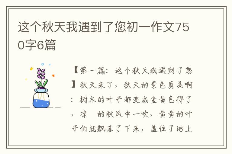 这个秋天我遇到了您初一作文750字6篇