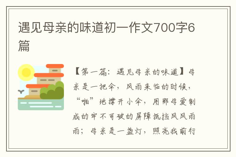 遇见母亲的味道初一作文700字6篇