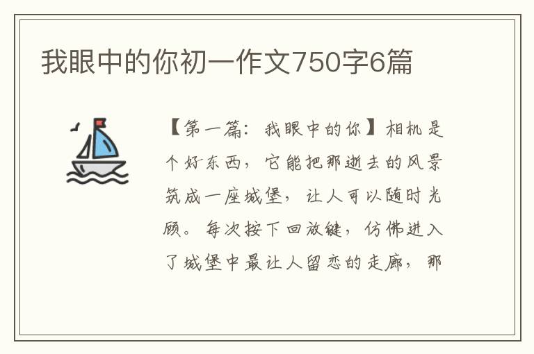 我眼中的你初一作文750字6篇