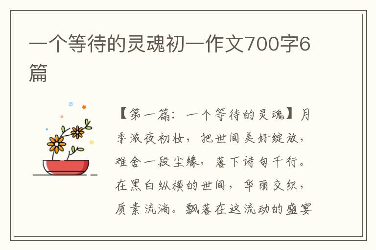 一个等待的灵魂初一作文700字6篇