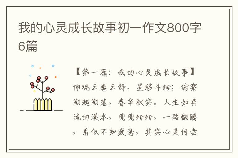 我的心灵成长故事初一作文800字6篇