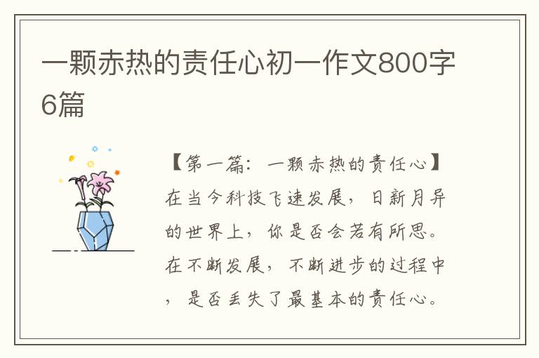 一颗赤热的责任心初一作文800字6篇