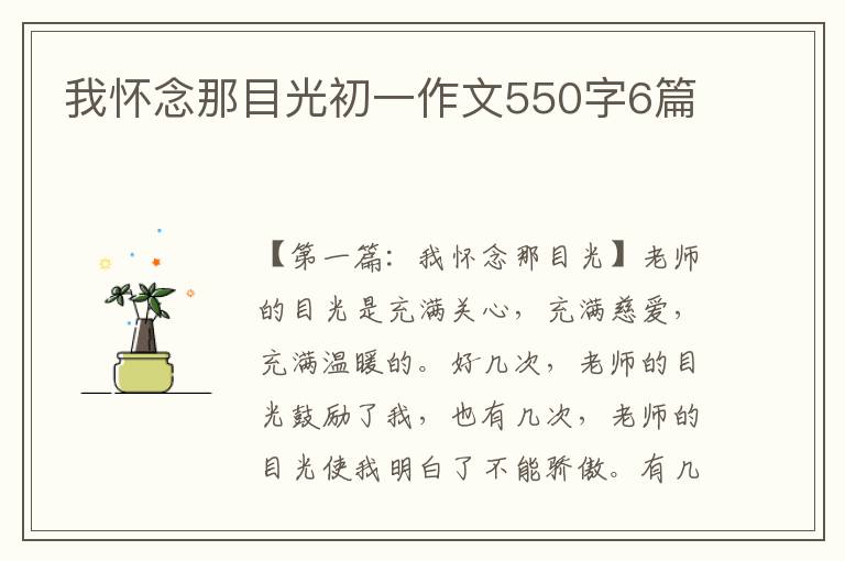 我怀念那目光初一作文550字6篇