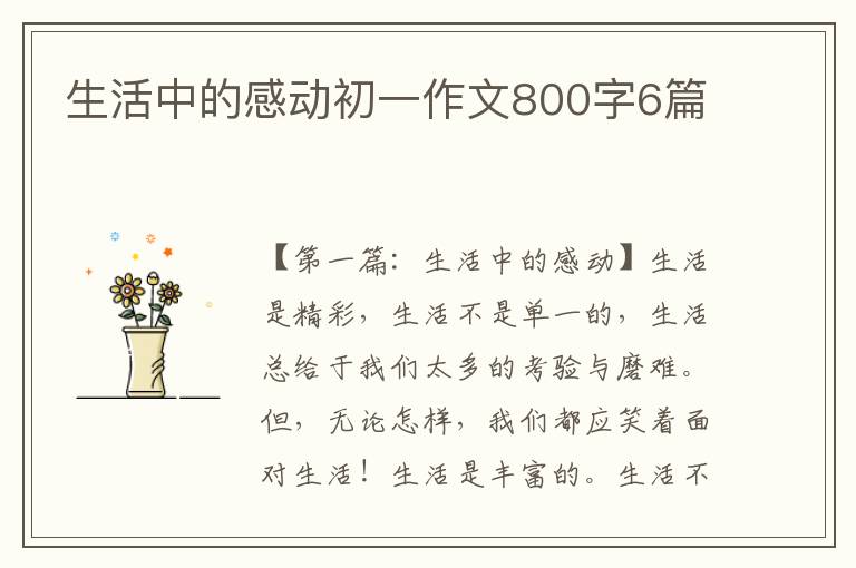 生活中的感动初一作文800字6篇