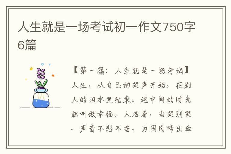 人生就是一场考试初一作文750字6篇