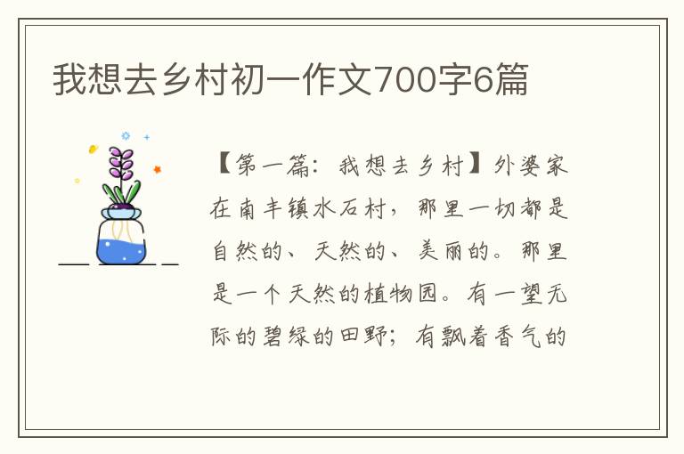 我想去乡村初一作文700字6篇