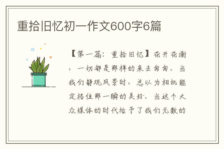 重拾旧忆初一作文600字6篇