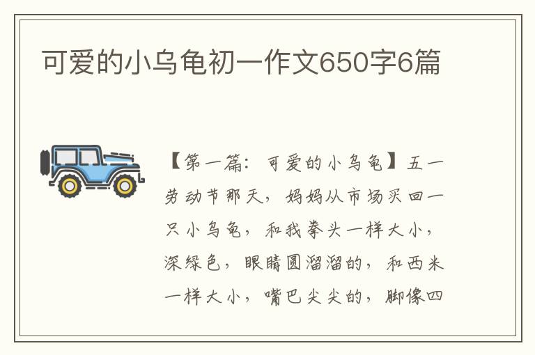 可爱的小乌龟初一作文650字6篇