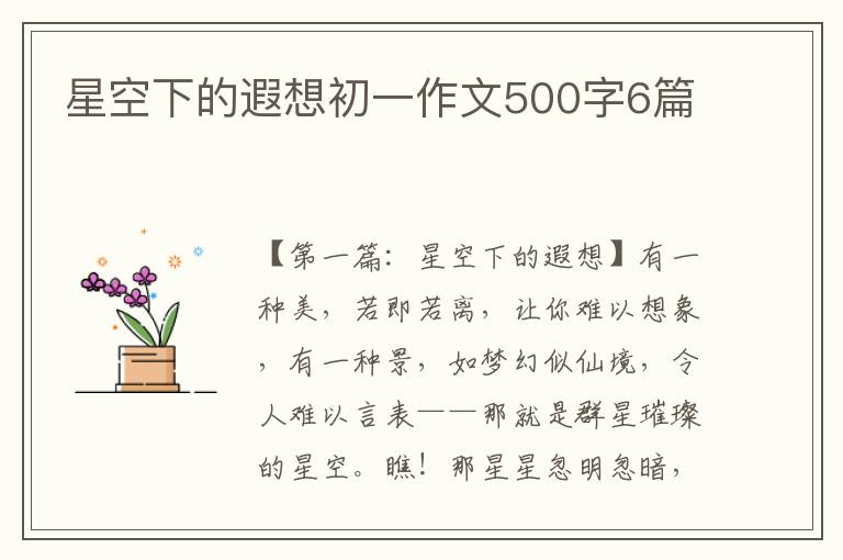 星空下的遐想初一作文500字6篇