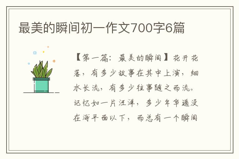 最美的瞬间初一作文700字6篇