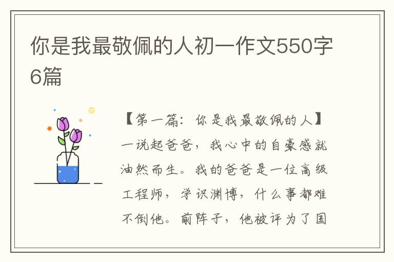 你是我最敬佩的人初一作文550字6篇