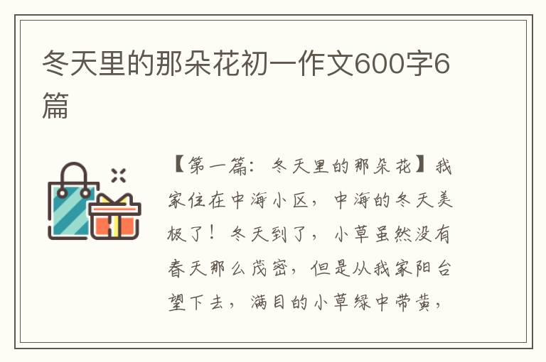 冬天里的那朵花初一作文600字6篇