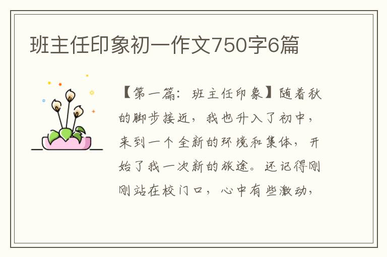 班主任印象初一作文750字6篇