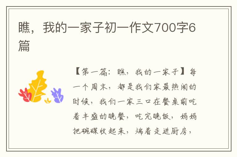 瞧，我的一家子初一作文700字6篇