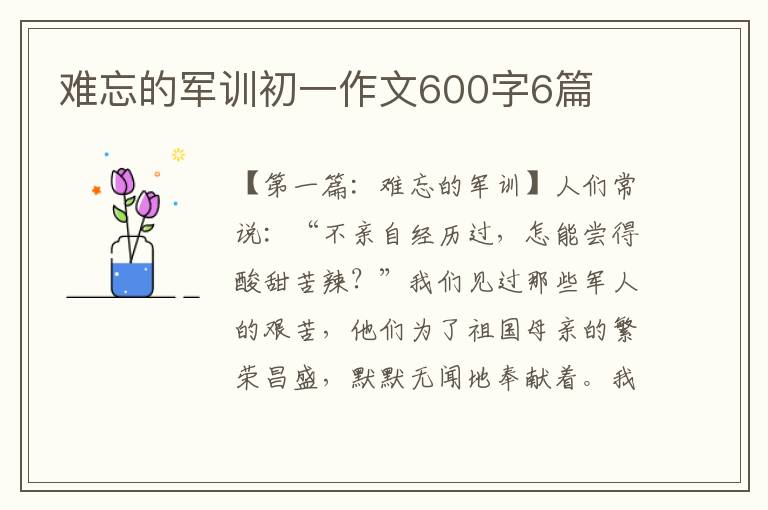 难忘的军训初一作文600字6篇