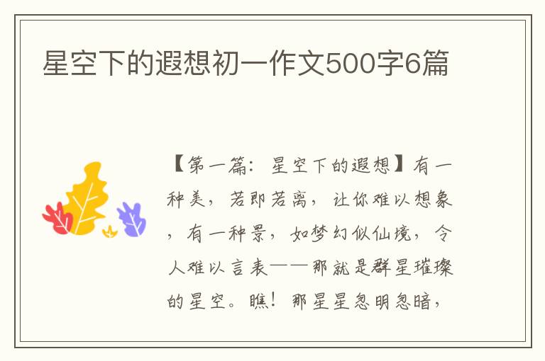 星空下的遐想初一作文500字6篇