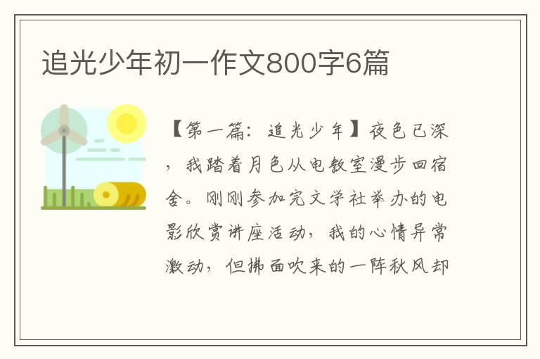 追光少年初一作文800字6篇