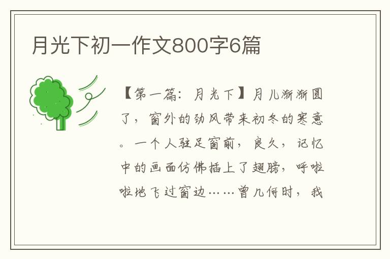 月光下初一作文800字6篇