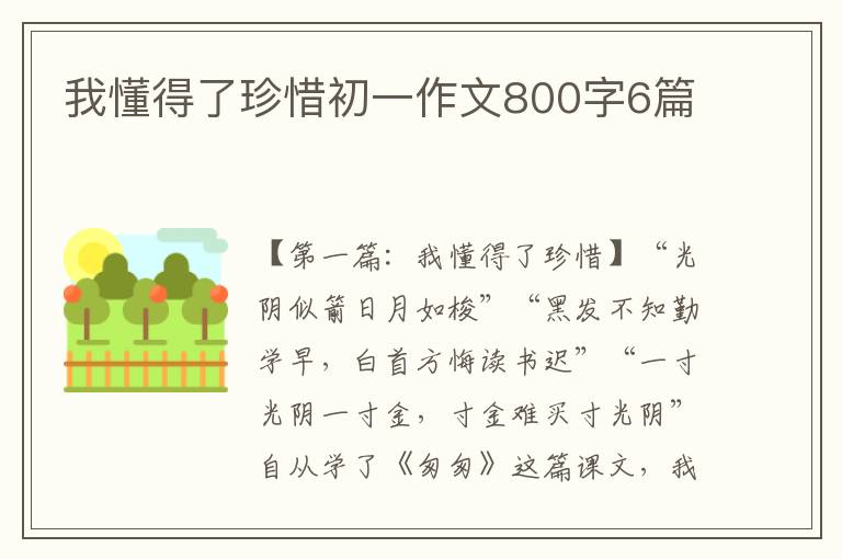 我懂得了珍惜初一作文800字6篇