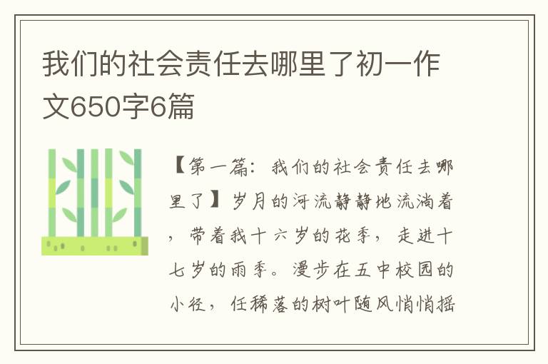 我们的社会责任去哪里了初一作文650字6篇