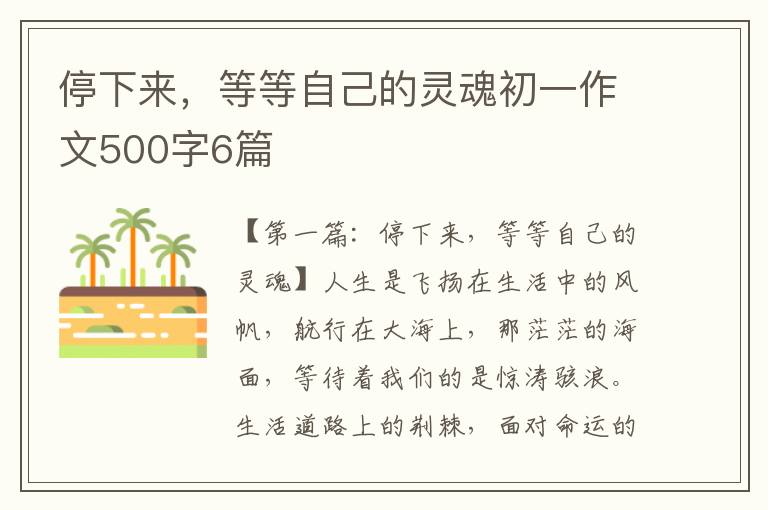 停下来，等等自己的灵魂初一作文500字6篇