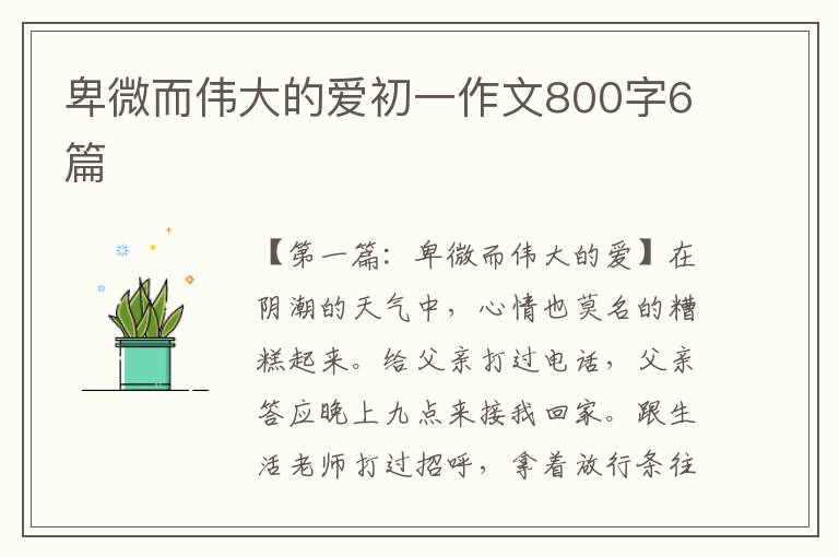 卑微而伟大的爱初一作文800字6篇