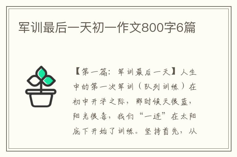 军训最后一天初一作文800字6篇