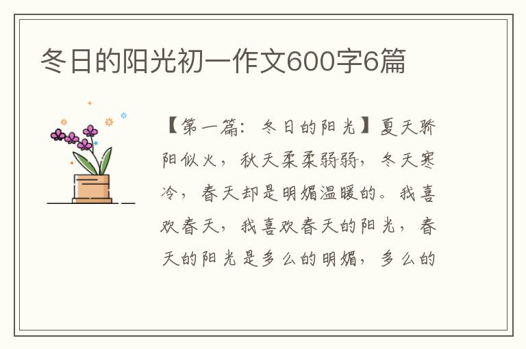 冬日的阳光初一作文600字6篇