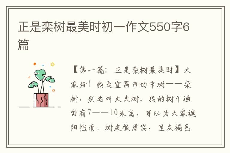 正是栾树最美时初一作文550字6篇