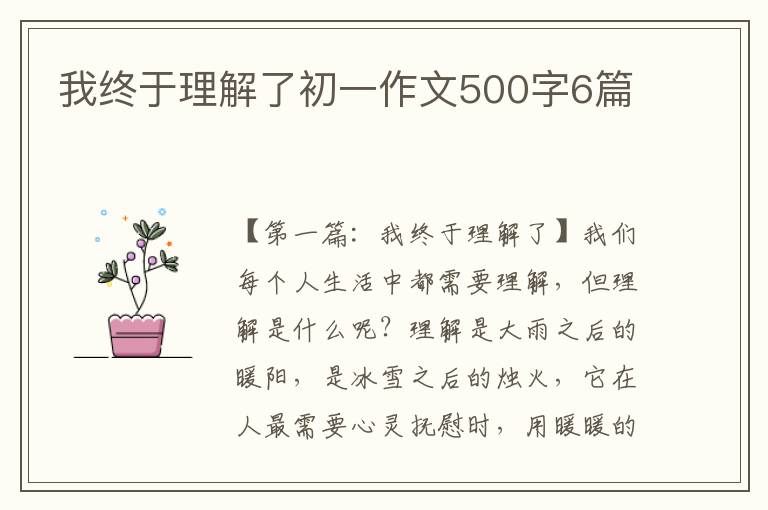 我终于理解了初一作文500字6篇