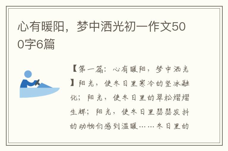 心有暖阳，梦中洒光初一作文500字6篇