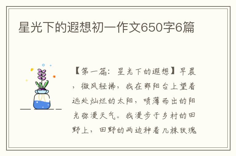 星光下的遐想初一作文650字6篇